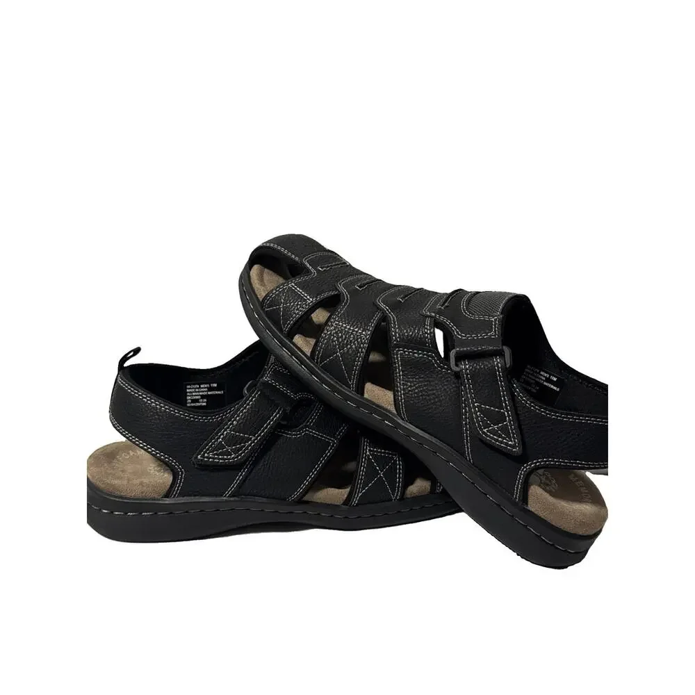 Men's Dockers SeaRose Black Memory Foam Fusion Footbed Fisherman Sandals Sz 11